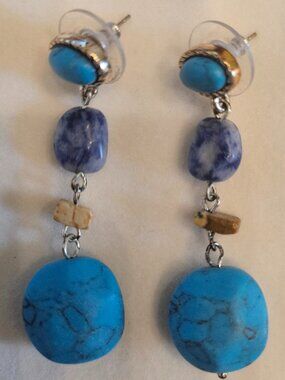 Turquoise stone drop dangling earrings